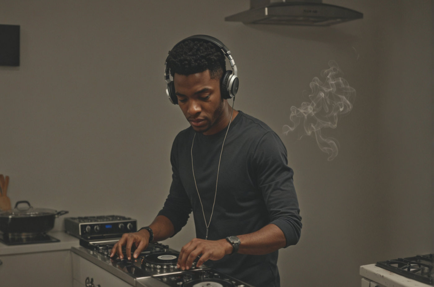 Klondike Kat building a beat in the studio